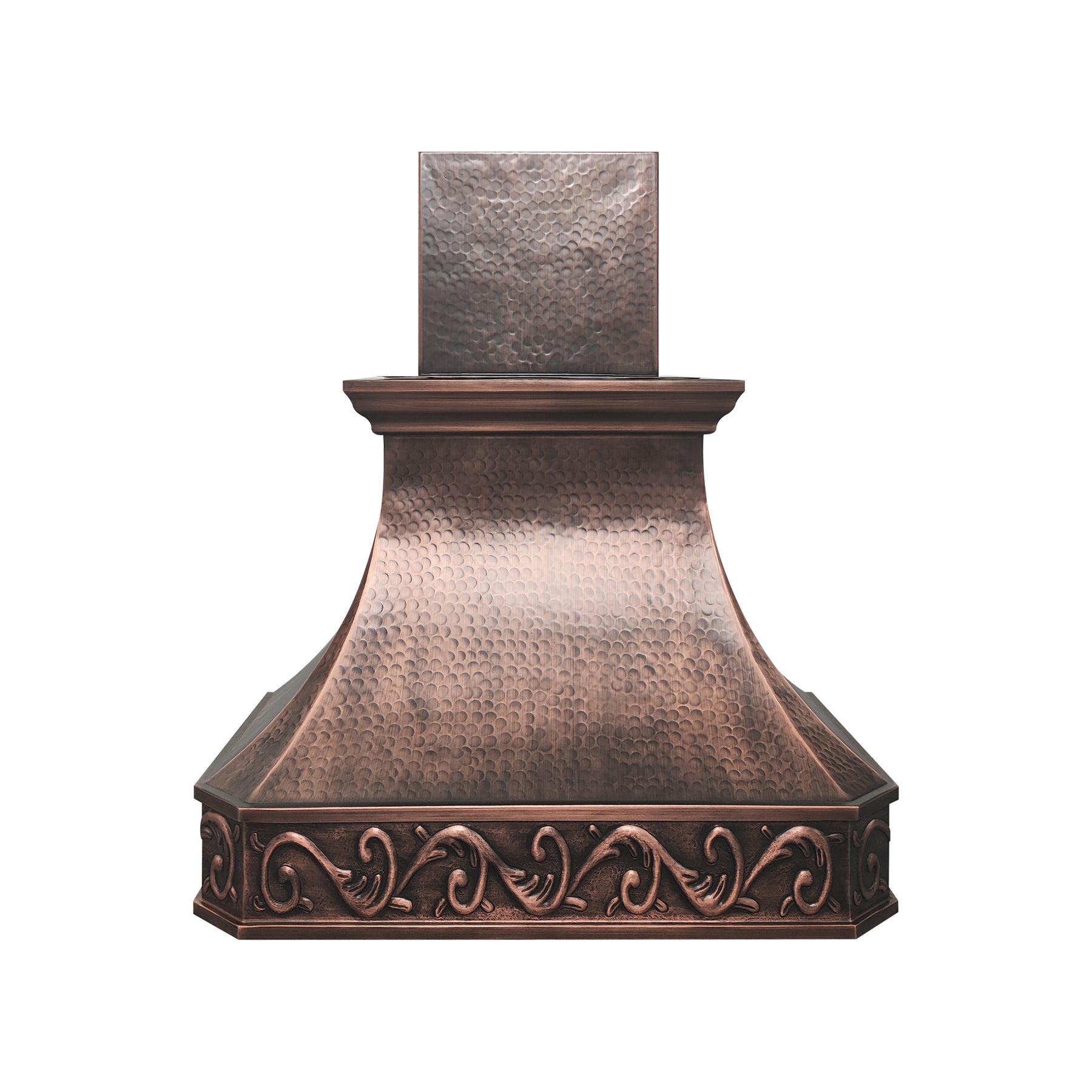 Fobest Handcrafted Custom Copper Range Hood with Hammered Design FCP-338