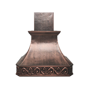 Fobest Handcrafted Custom Copper Range Hood with Hammered Design FCP-338