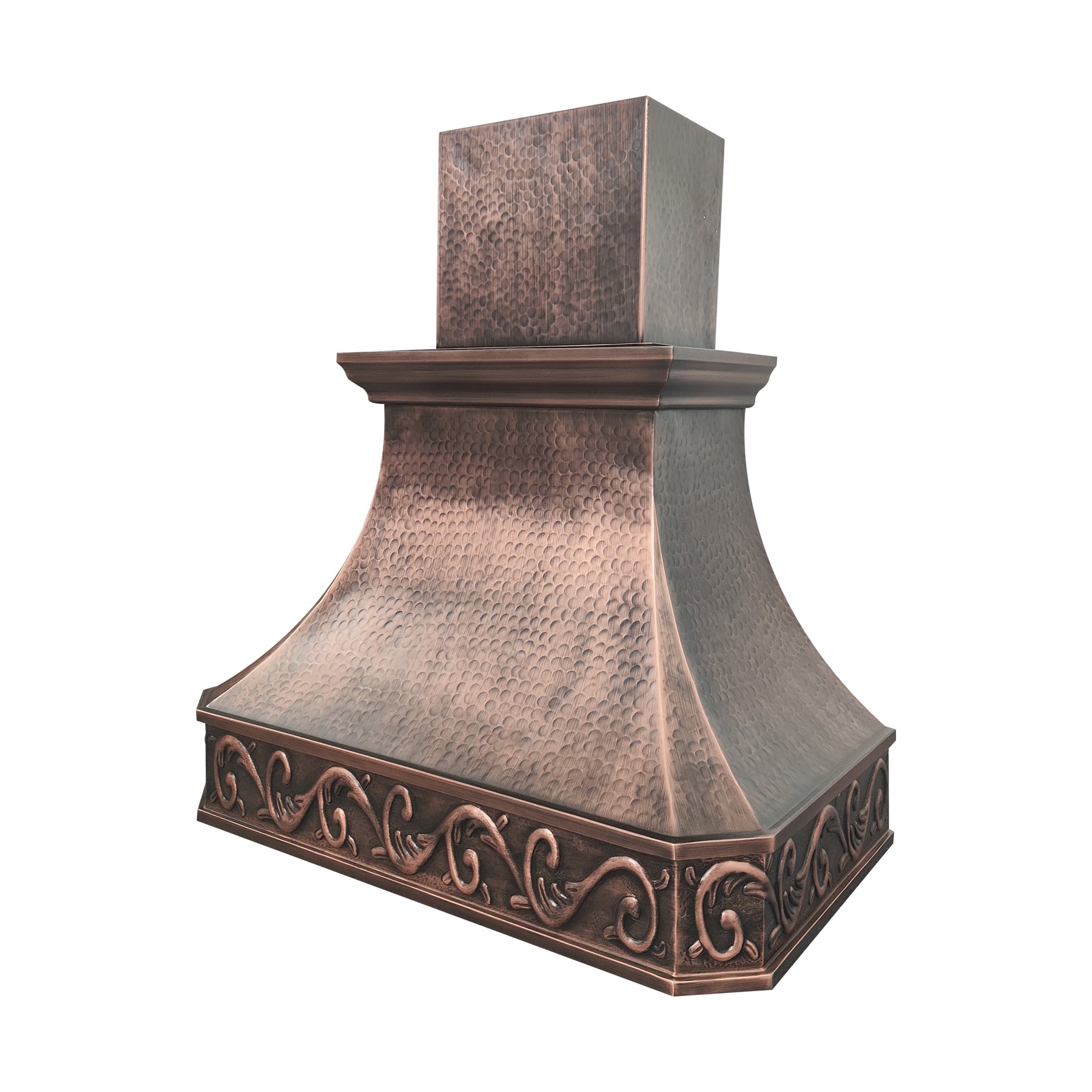 Fobest Handcrafted Custom Copper Range Hood with Hammered Design FCP-338