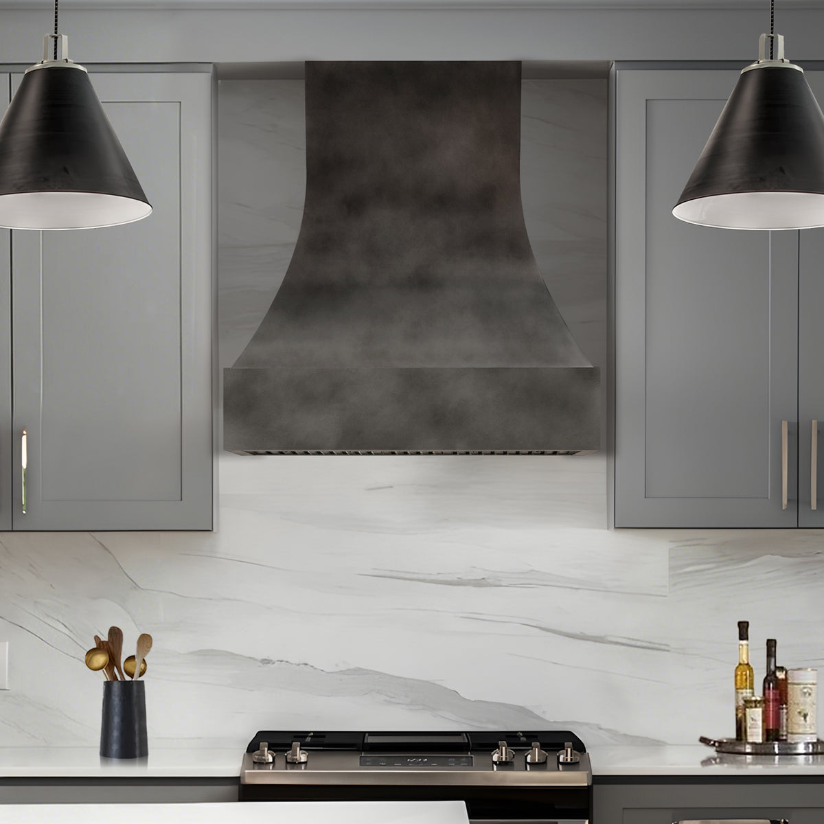 Fobest Handcrafted Dark Zinc Rustic Kitchen Range Hood FSS-551