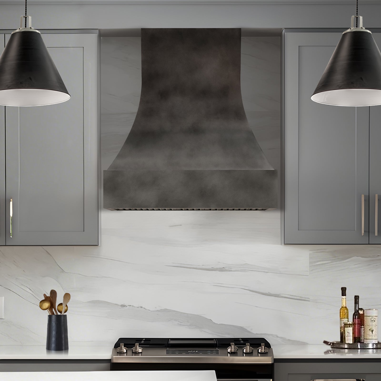 Fobest Handcrafted Dark Zinc Rustic Kitchen Range Hood FSS-551