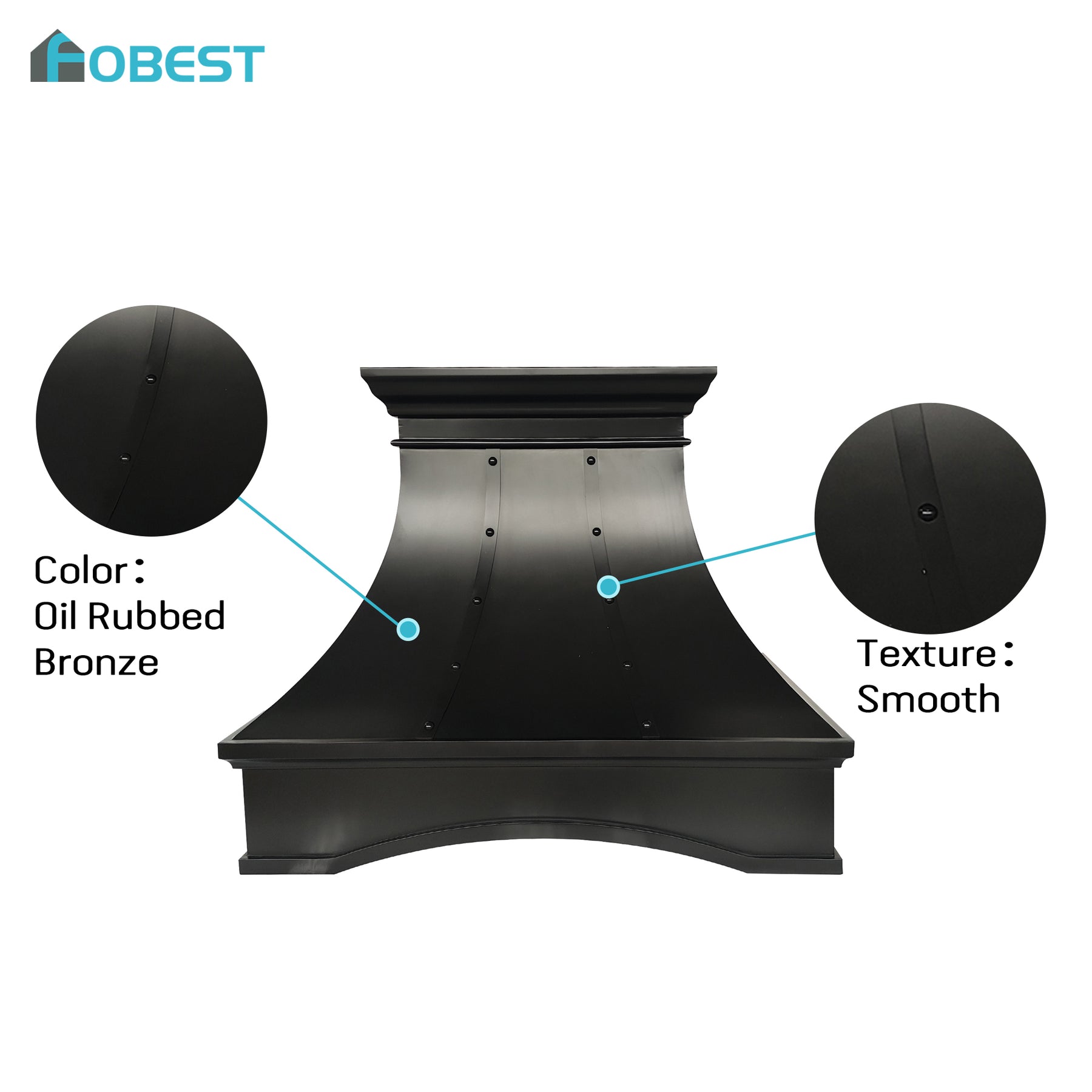 Fobest Handcrafted Oil Rubbed Kitchen Metal Range Hood with Arched Design FCP-389