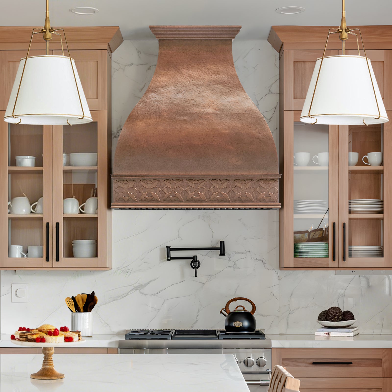 Fobest Handcrafted Vintage Copper Bell Shaped Custom Range Hood FCP-341