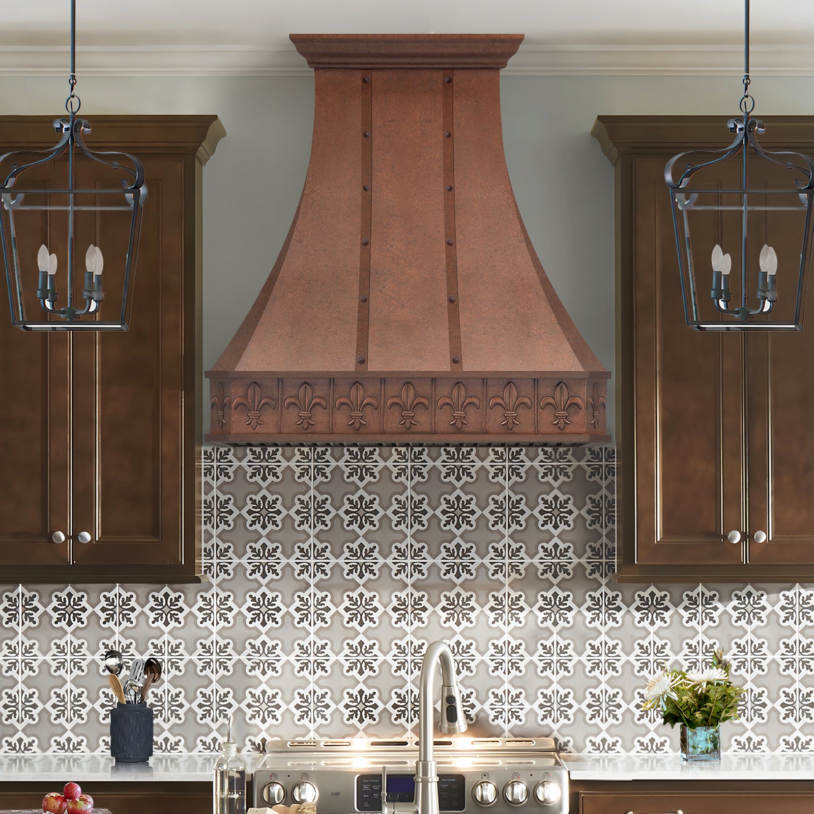 Fobest Handcrafted Vintage Copper Range Hood in Sculpted American Design FCP-327