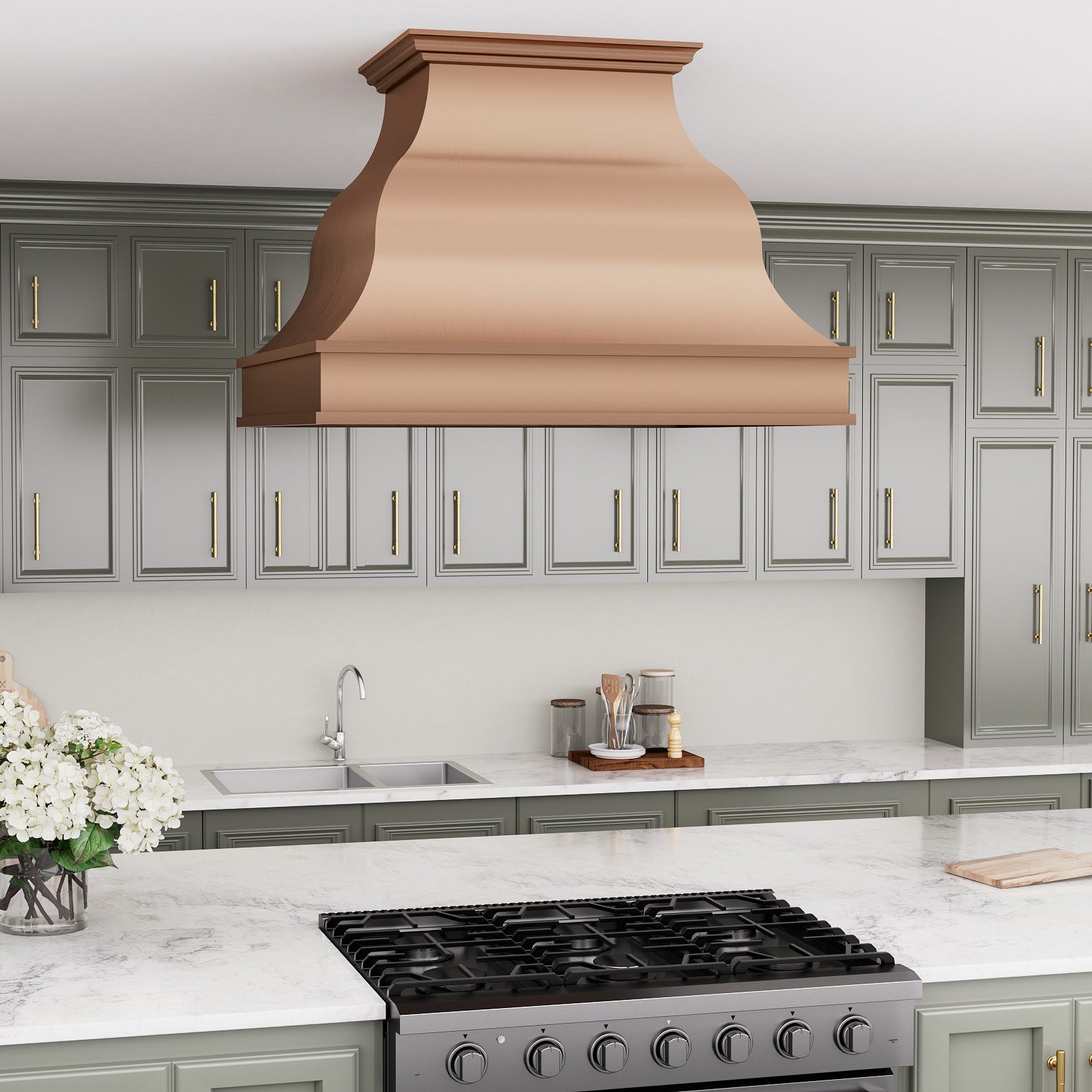 Fobest Instock Island Copper Range Hood FCP-243 (36"W x 27"D x 27"H)