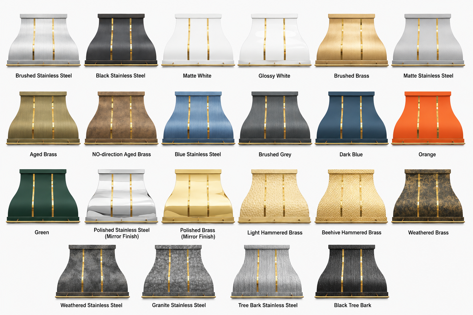 Fobest Island Brass Range Hood with Polished Gold Straps FSS-425
