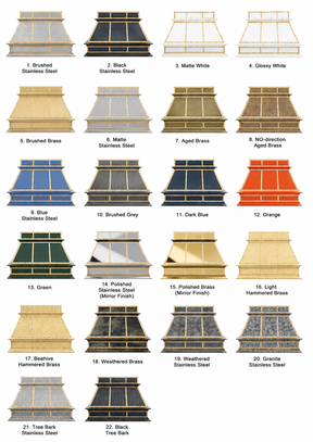Fobest Island Range Hood Orange Finish with Brass Trim FSS-397