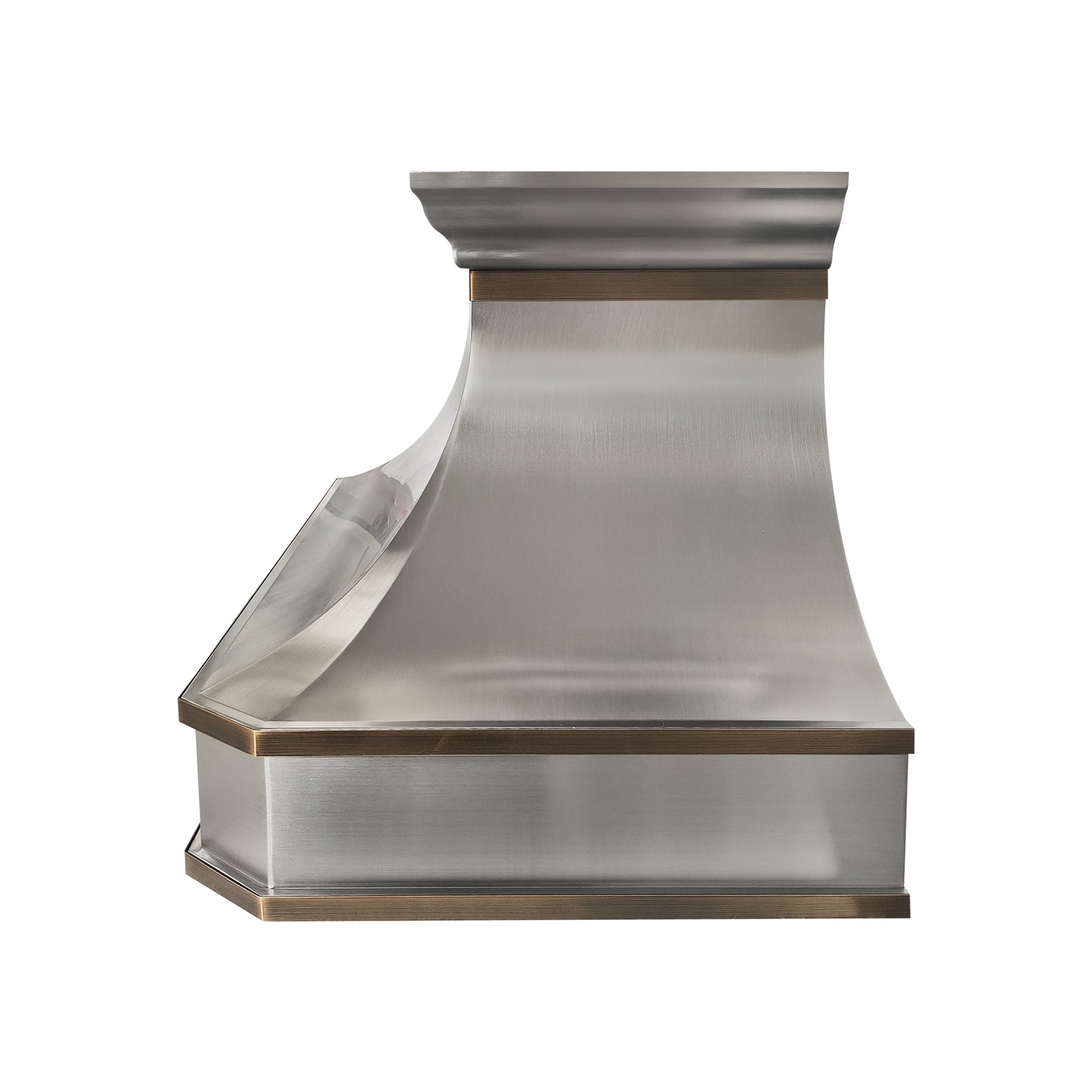 Fobest Large-Width Stainless Steel Range Hood with Aged Brass Accents FSS-730