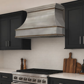 Fobest Large-Width Stainless Steel Range Hood with Aged Brass Accents FSS-730
