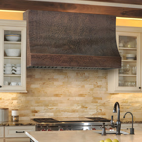 Fobest Light Hammered Copper Range Hood in Curved Design FCP-405