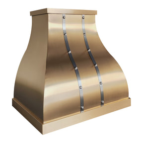 Fobest Luxury Bell Brass Kitchen Range Hood with Brushed Stainless Accents FSS-543