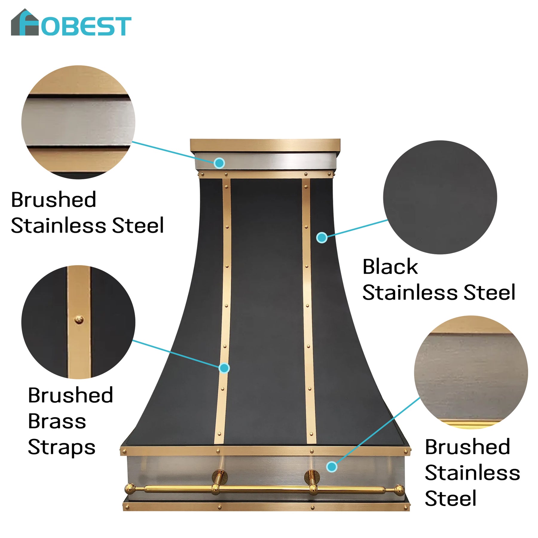 Fobest Luxury Black Range Hood with Straps FSS-124