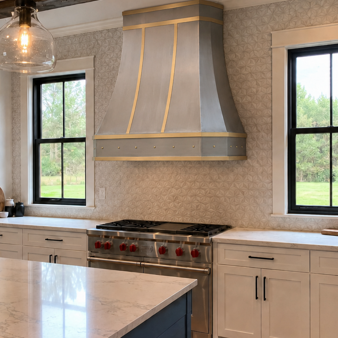 Fobest Luxury Stainless Steel Kitchen Hood with Brass Finishes FSS-77