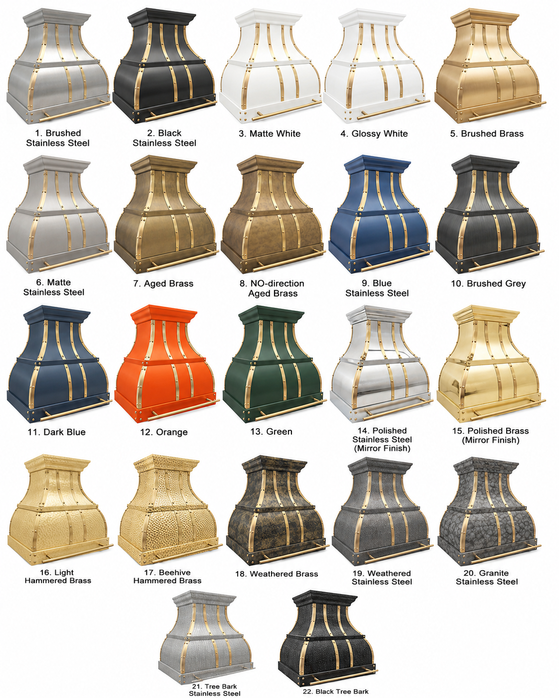 Fobest Luxury Stainless Steel Range Hood with Brass Straps and Rivets FSS-7