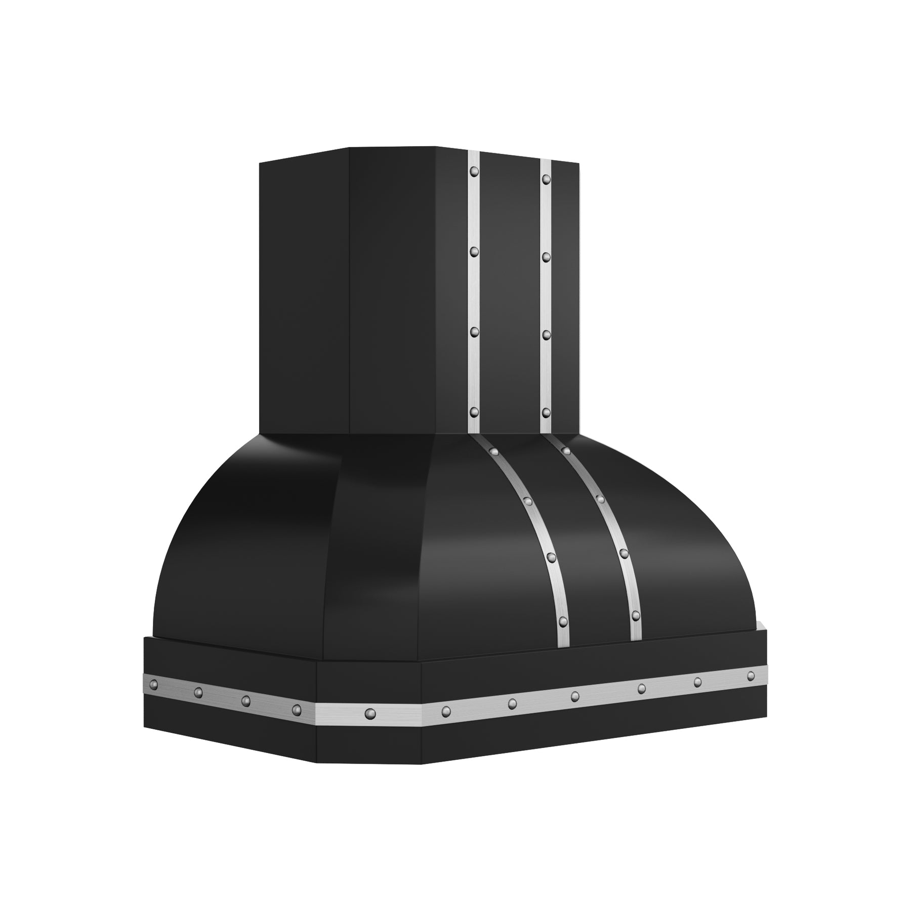 Fobest Matte Black Range Hood with Brushed Stainless Accents Sculptural Kitchen Hood FSS-659