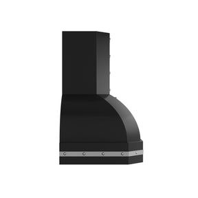 Fobest Matte Black Range Hood with Brushed Stainless Accents Sculptural Kitchen Hood FSS-659
