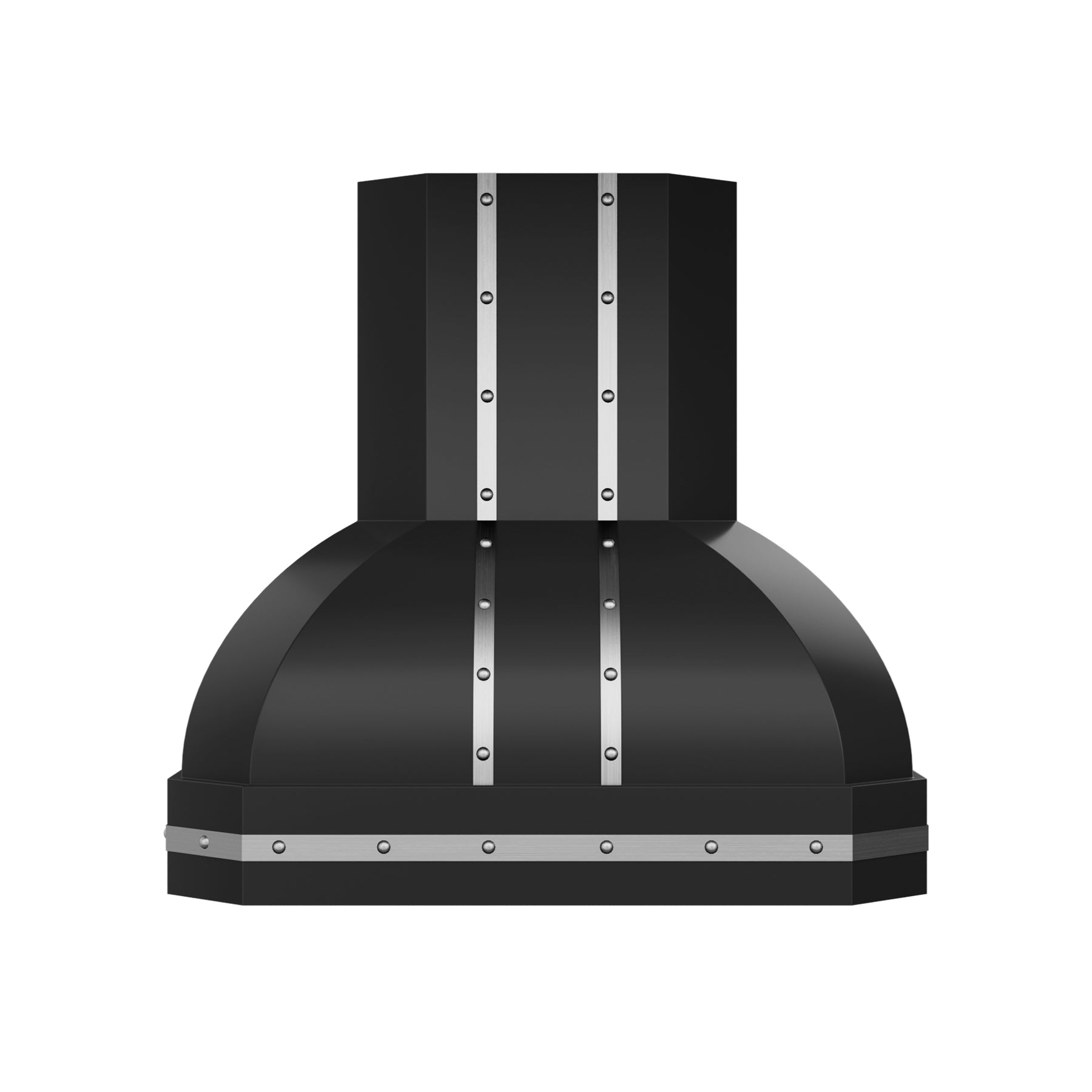 Fobest Matte Black Range Hood with Brushed Stainless Accents Sculptural Kitchen Hood FSS-659