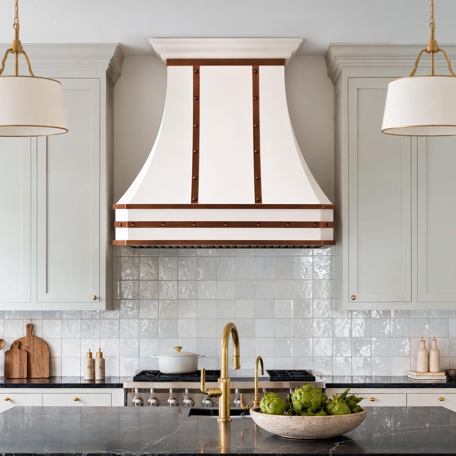 Fobest Matte Curved Stainless Steel Range Hood with Copper Straps FSS-747