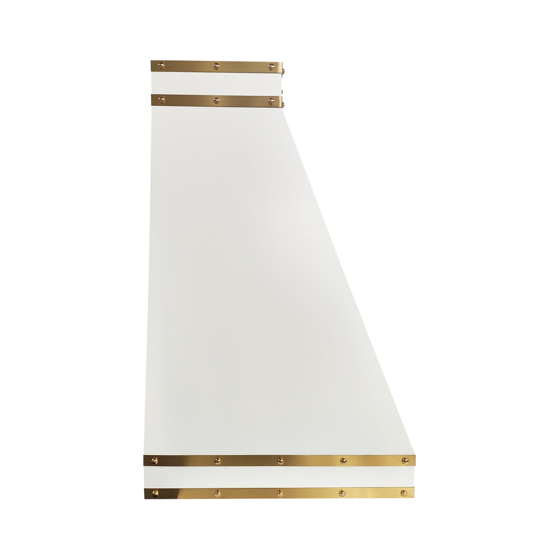 Fobest Matte White Stainless Steel Range Hood with Brass Straps and Rivets FSS-729