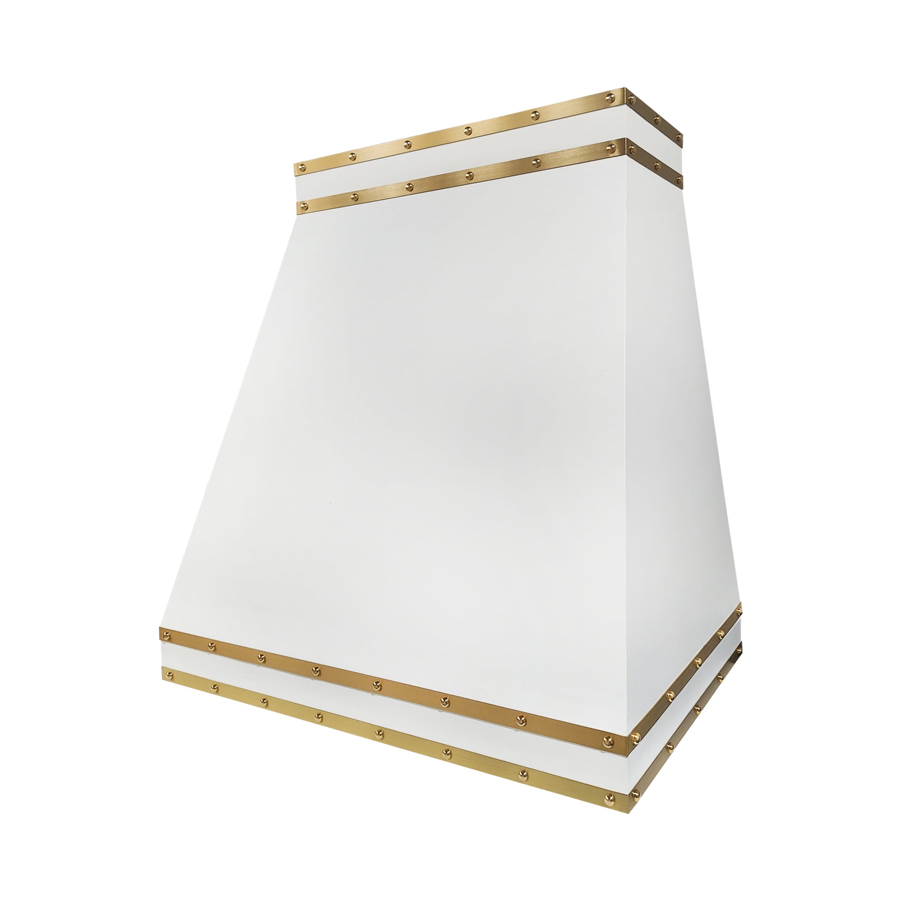 Fobest Matte White Stainless Steel Range Hood with Brass Straps and Rivets FSS-729