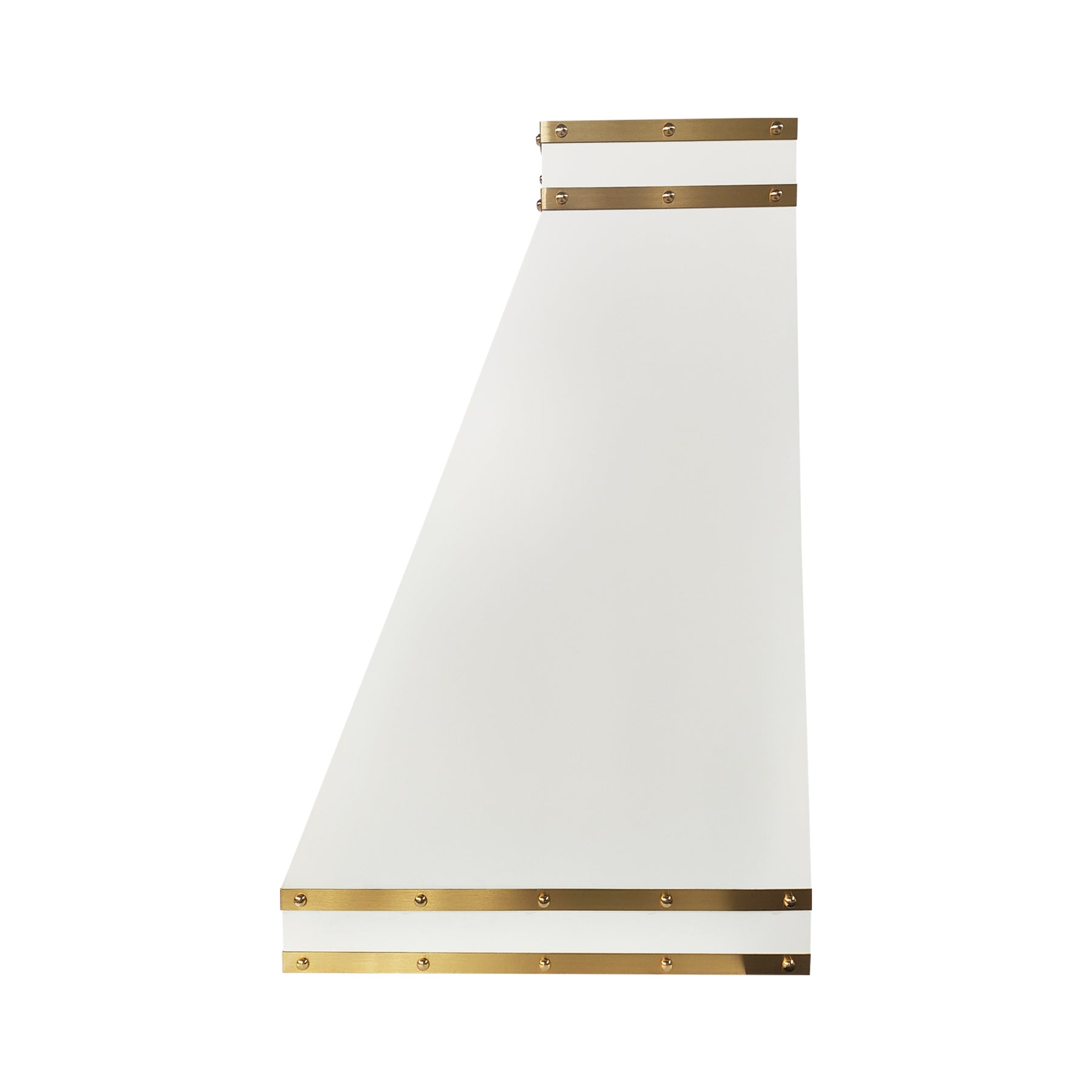 Fobest Matte White Stainless Steel Range Hood with Brass Straps and Rivets FSS-729