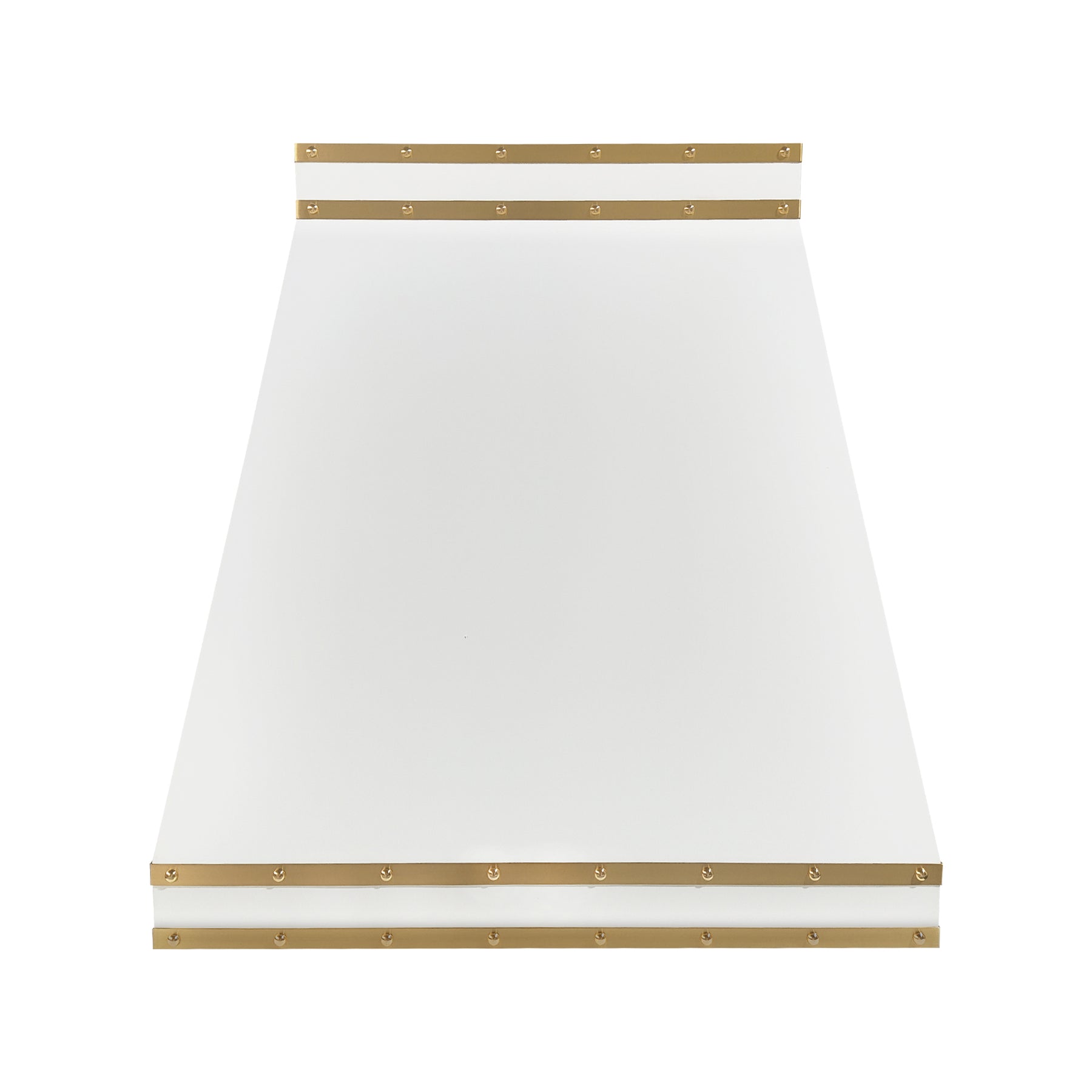 Fobest Matte White Stainless Steel Range Hood with Brass Straps and Rivets FSS-729