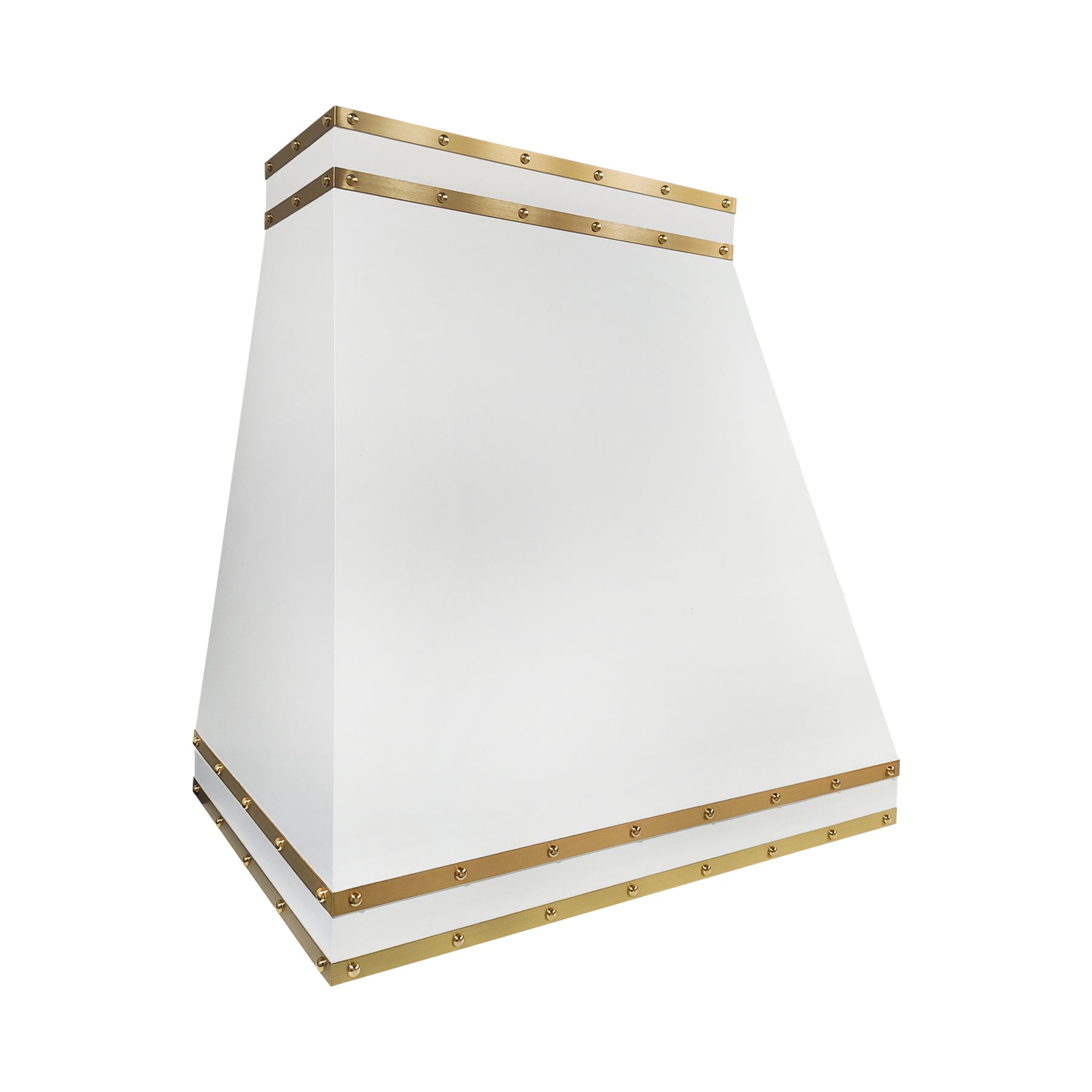 Fobest Matte White Stainless Steel Range Hood with Brass Straps and Rivets FSS-729