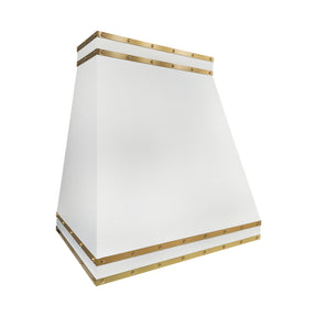 Fobest Matte White Stainless Steel Range Hood with Brass Straps and Rivets FSS-729