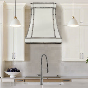 Fobest Miami White Gloss Range Hood with Stainless Steel Trims FSS-508