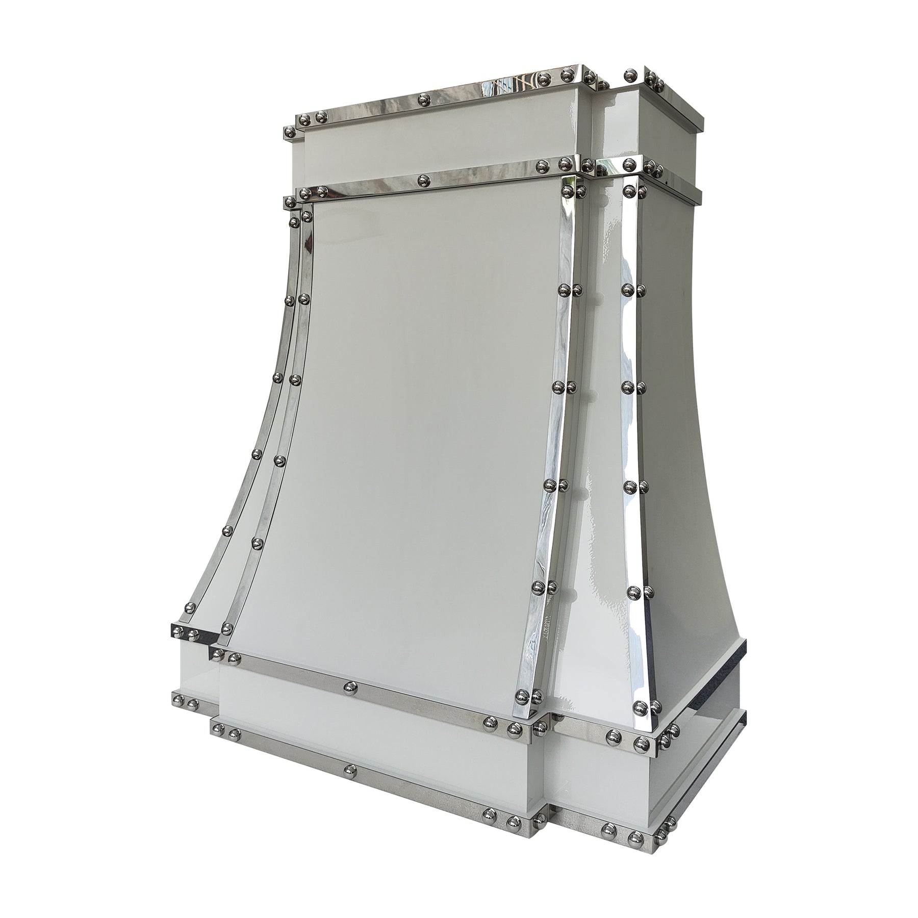 Fobest Miami White Gloss Range Hood with Stainless Steel Trims FSS-508