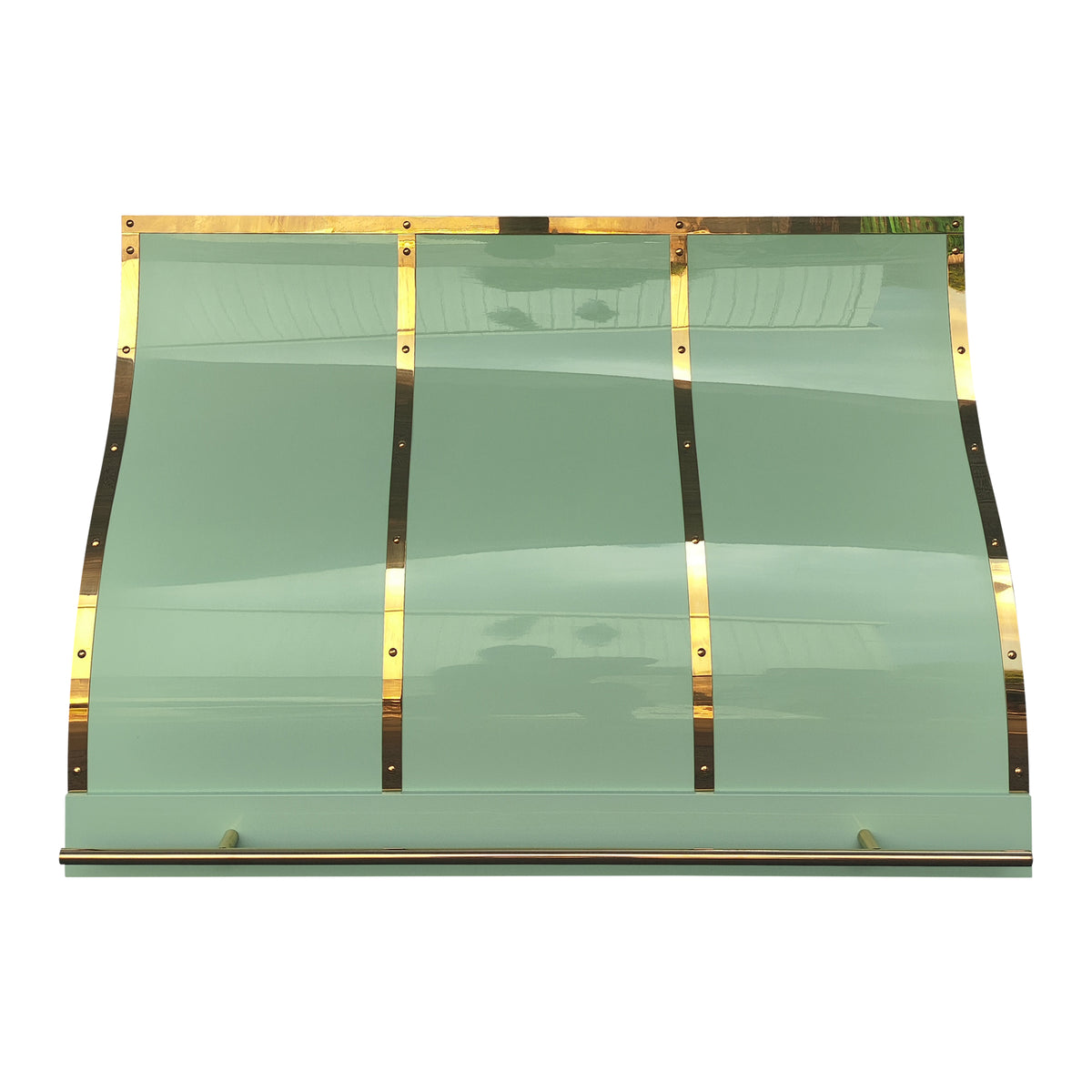Fobest Mint Green Range Hood Stainless Steel with Polished Brass Trim FSS-487