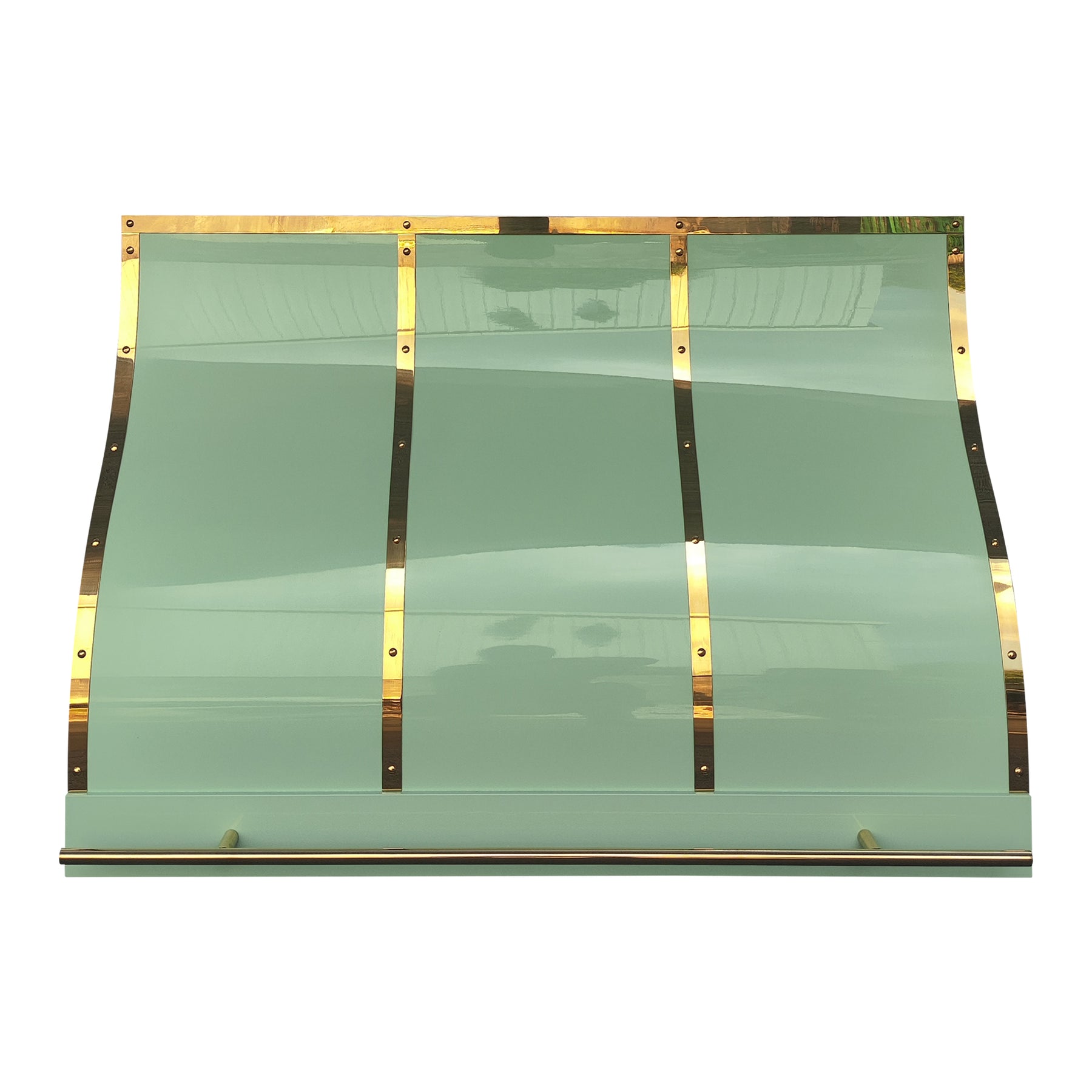 Fobest Mint Green Range Hood Stainless Steel with Polished Brass Trim FSS-487
