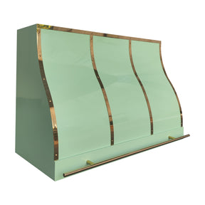Fobest Mint Green Range Hood Stainless Steel with Polished Brass Trim FSS-487