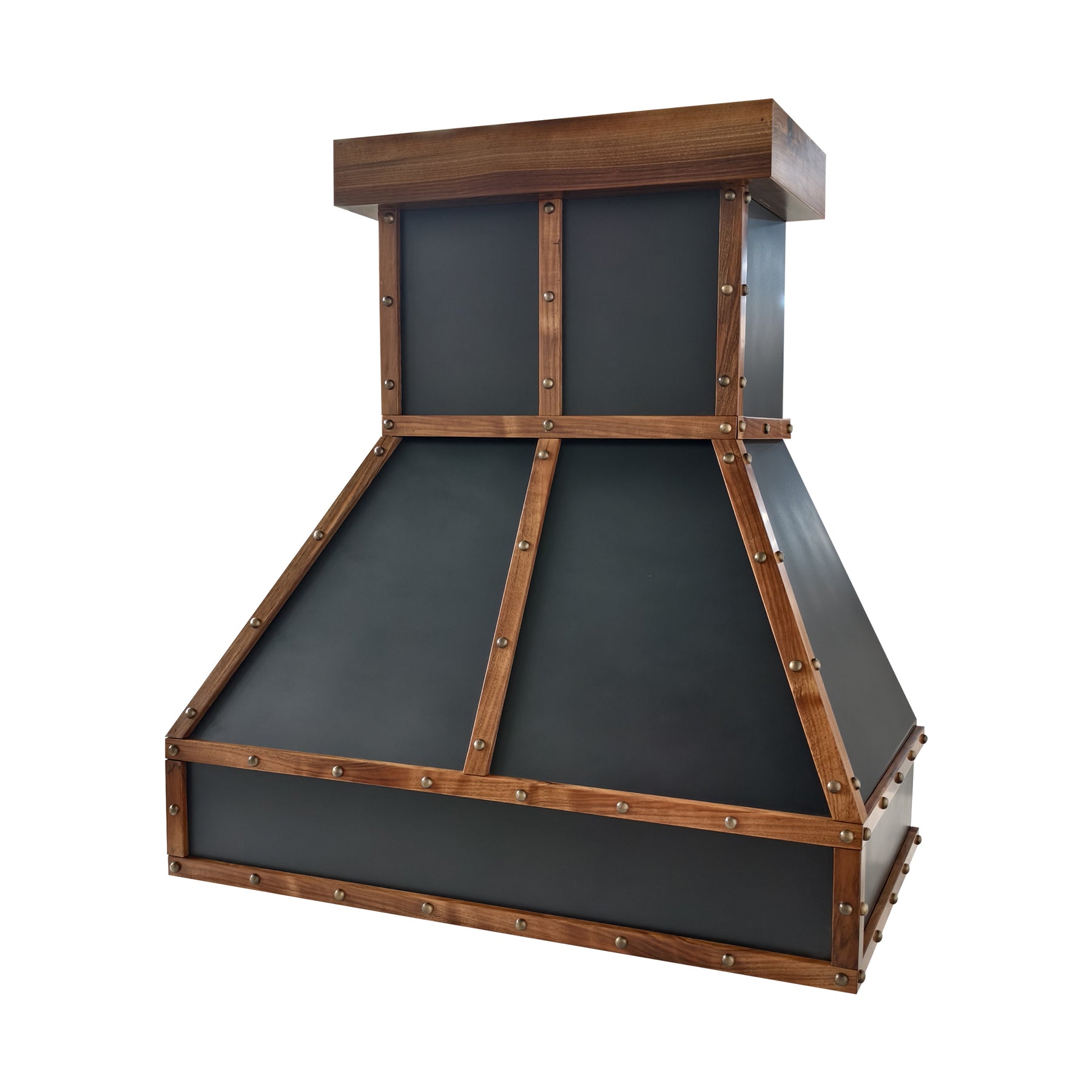 Fobest Mixed Copper Range Hood with Walnut Strap Accents FCP-407