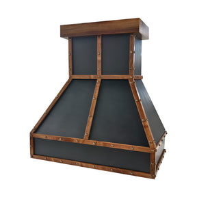 Fobest Mixed Copper Range Hood with Walnut Strap Accents FCP-407