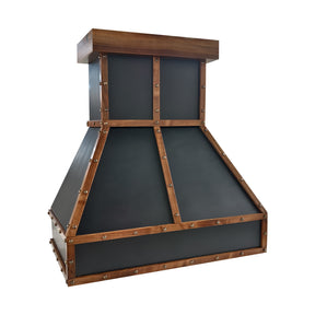 Fobest Mixed Copper Range Hood with Walnut Strap Accents FCP-407