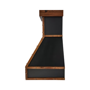Fobest Mixed Copper Range Hood with Walnut Strap Accents FCP-407