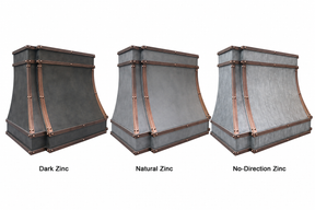 Fobest Mixed Metal Custom Range Hood in Dark Zinc with Copper Straps FSS-554