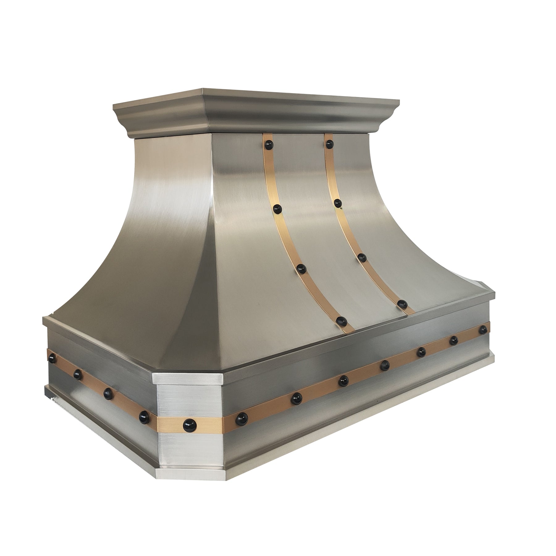 Fobest Mixed Metal Modern Stainless Steel Range Hood with Black Rivets FSS-713