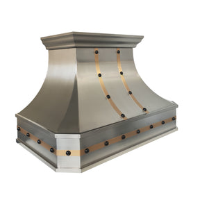 Fobest Mixed Metal Modern Stainless Steel Range Hood with Black Rivets FSS-713