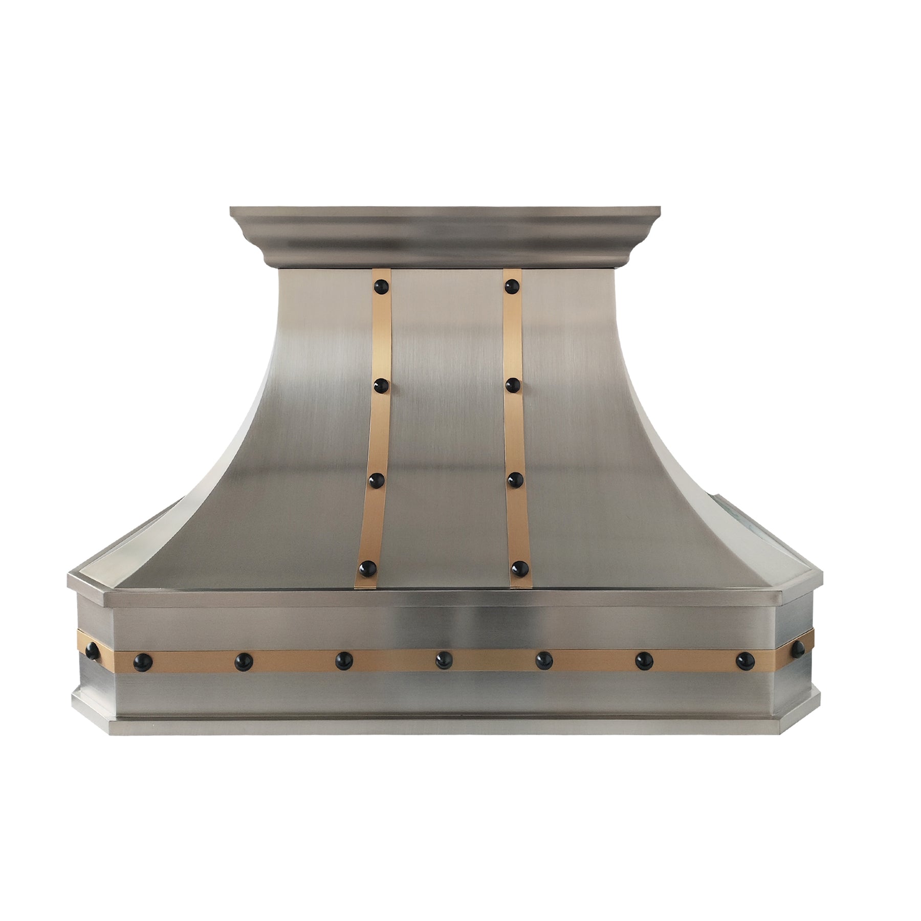Fobest Mixed Metal Modern Stainless Steel Range Hood with Black Rivets FSS-713