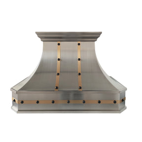 Fobest Mixed Metal Modern Stainless Steel Range Hood with Black Rivets FSS-713