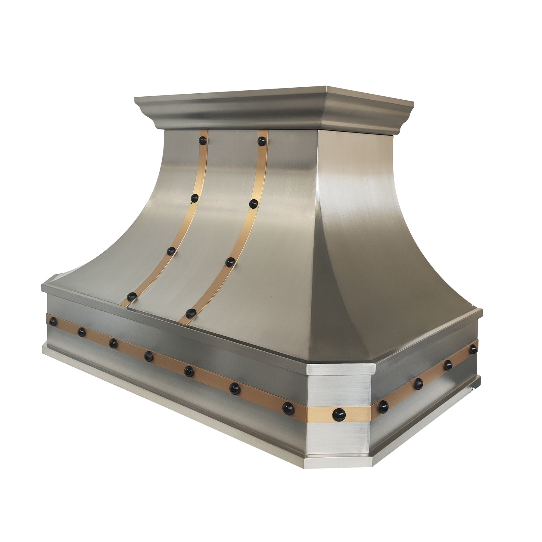 Fobest Mixed Metal Modern Stainless Steel Range Hood with Black Rivets FSS-713