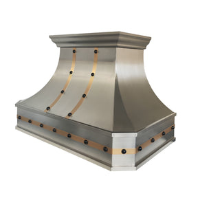 Fobest Mixed Metal Modern Stainless Steel Range Hood with Black Rivets FSS-713