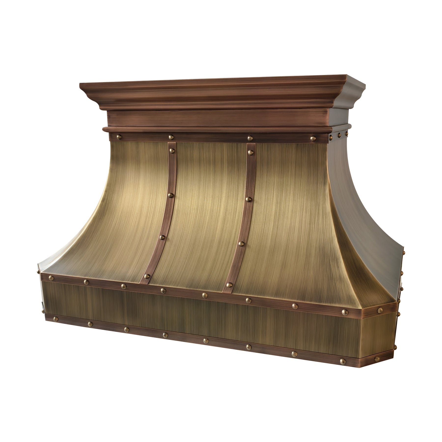 Fobest Mixtured Aged Brass Range Hood with Copper Decor FSS-726