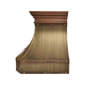 Fobest Mixtured Aged Brass Range Hood with Copper Decor FSS-726