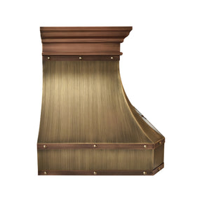 Fobest Mixtured Aged Brass Range Hood with Copper Decor FSS-726