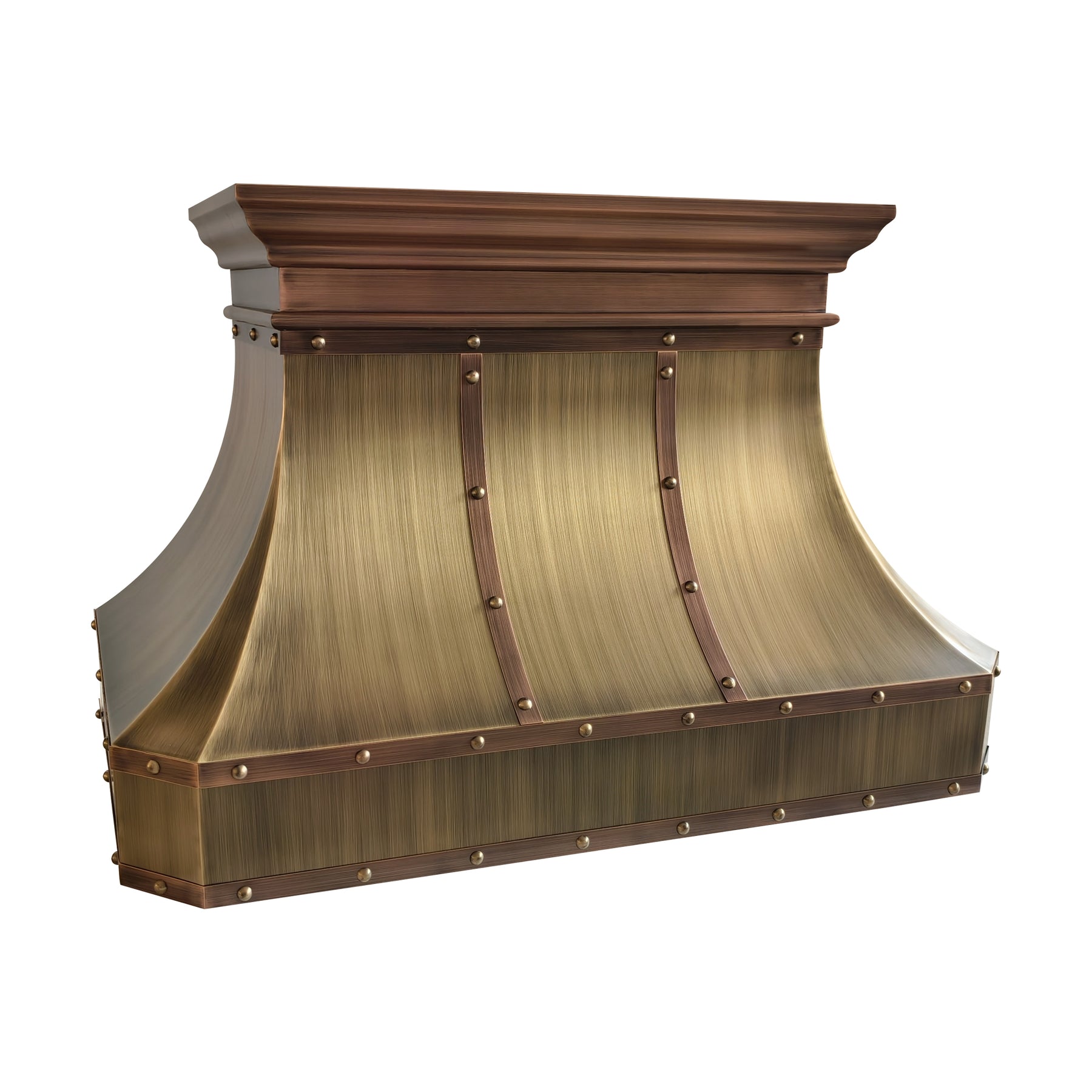 Fobest Mixtured Aged Brass Range Hood with Copper Decor FSS-726
