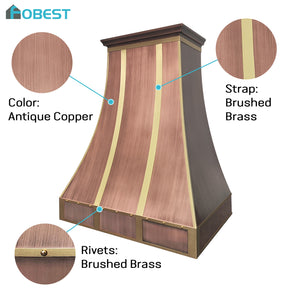 Fobest Mixtured Custom Copper Range Hood with Brushed Detail FCP-337