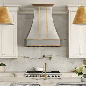 Fobest Modern California Steel Kitchen Hood with Brushed Brass Accents FSS-541